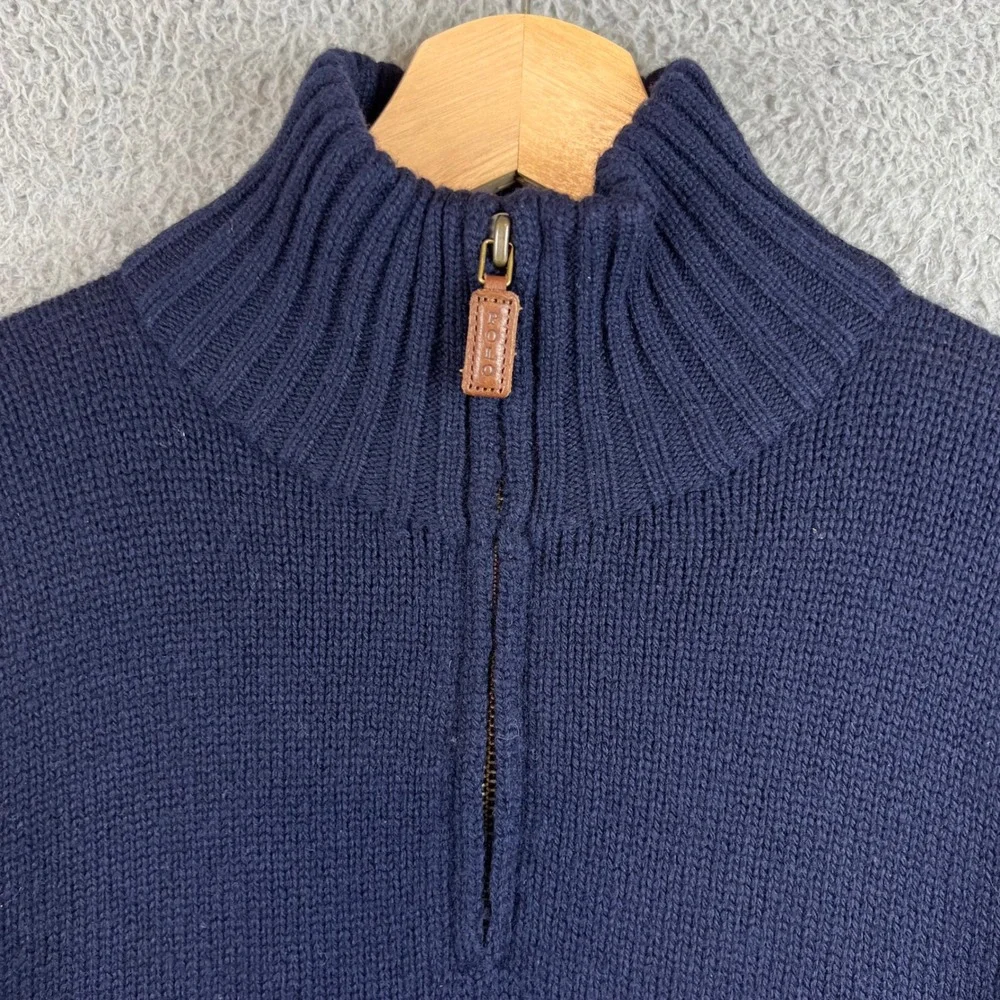 Polo Ralph Lauren Navy Blue 100% Lambswool Quarter Zip Sweater Mens Large